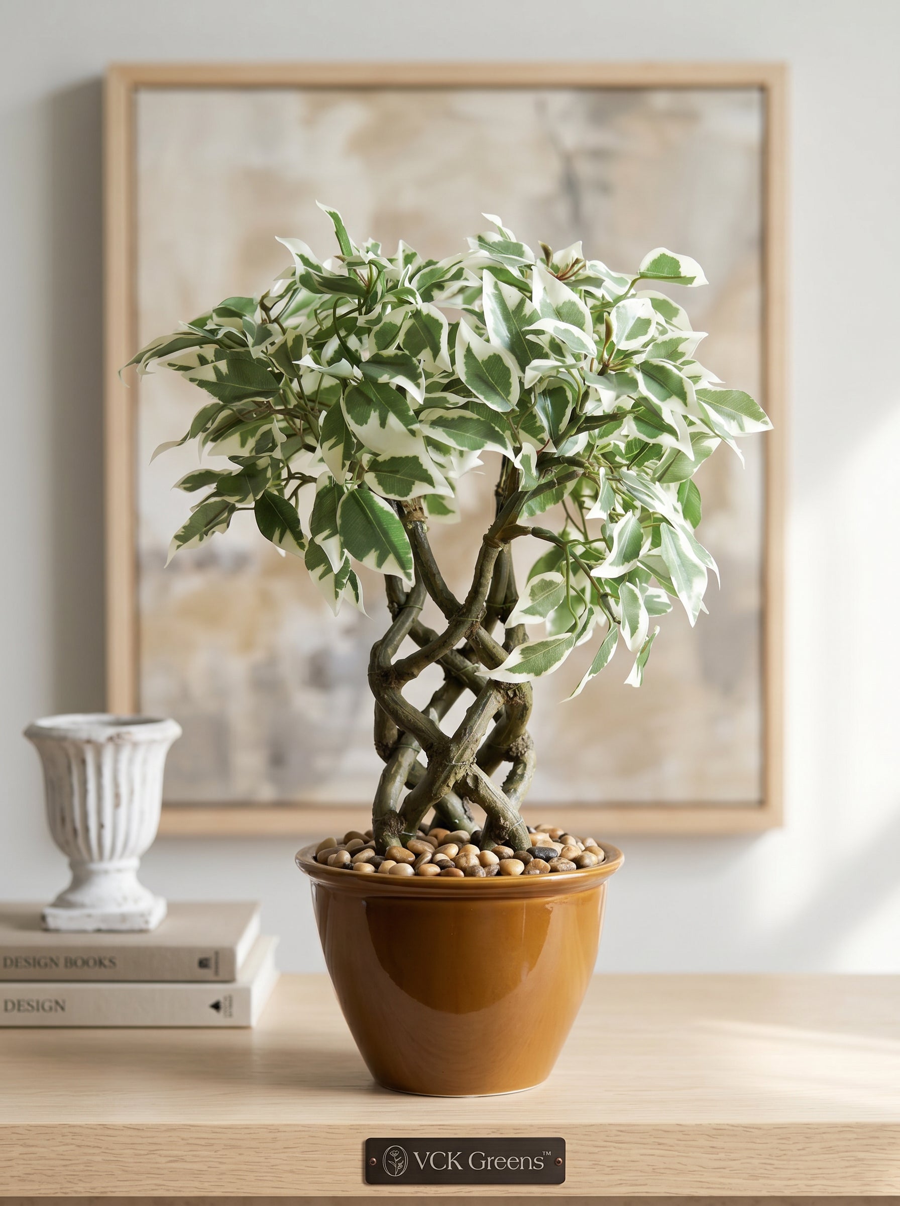 Artificial Variegated Ficus Leaf Bonsai 1.4ft