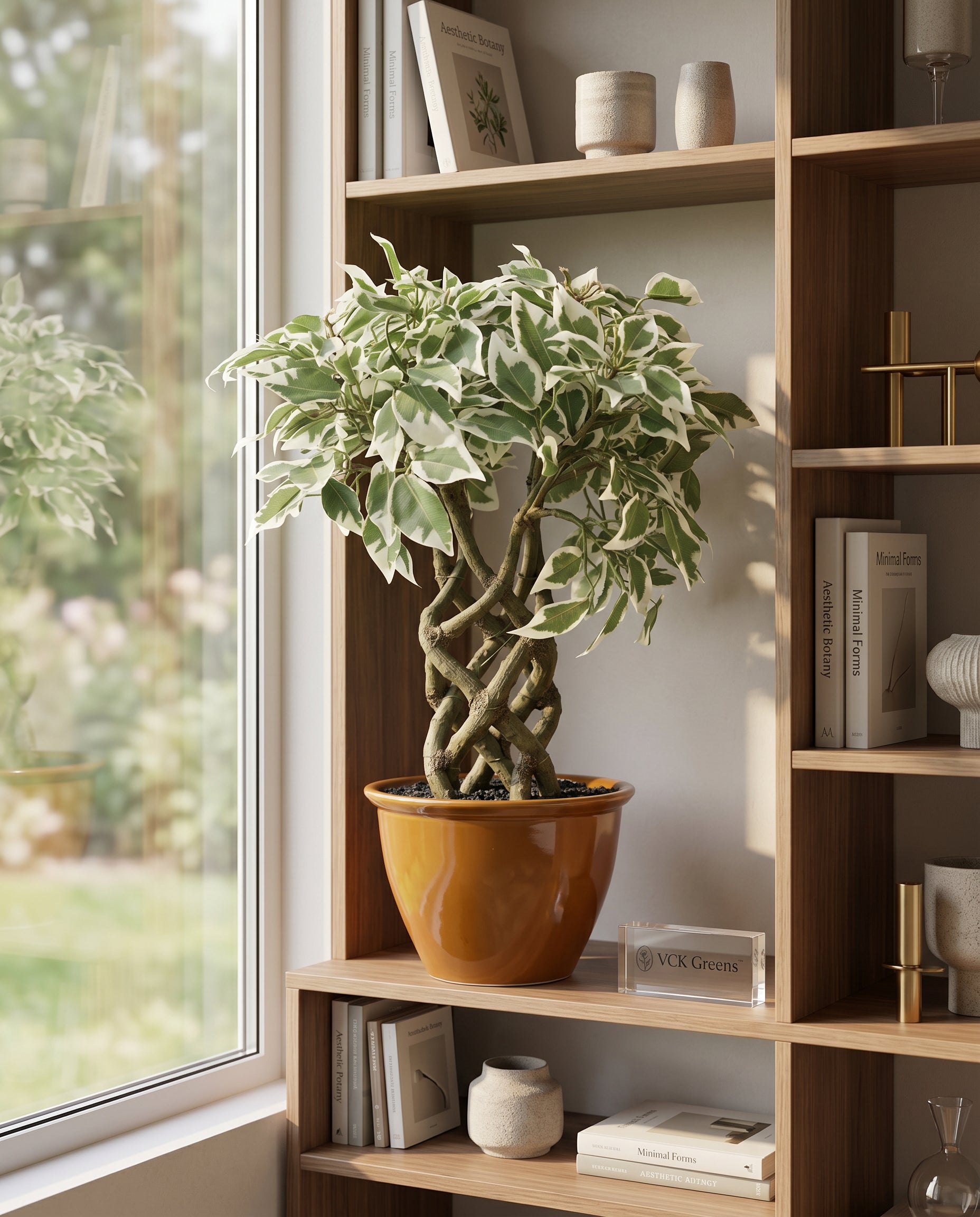 Artificial Variegated Ficus Leaf Bonsai 1.4ft