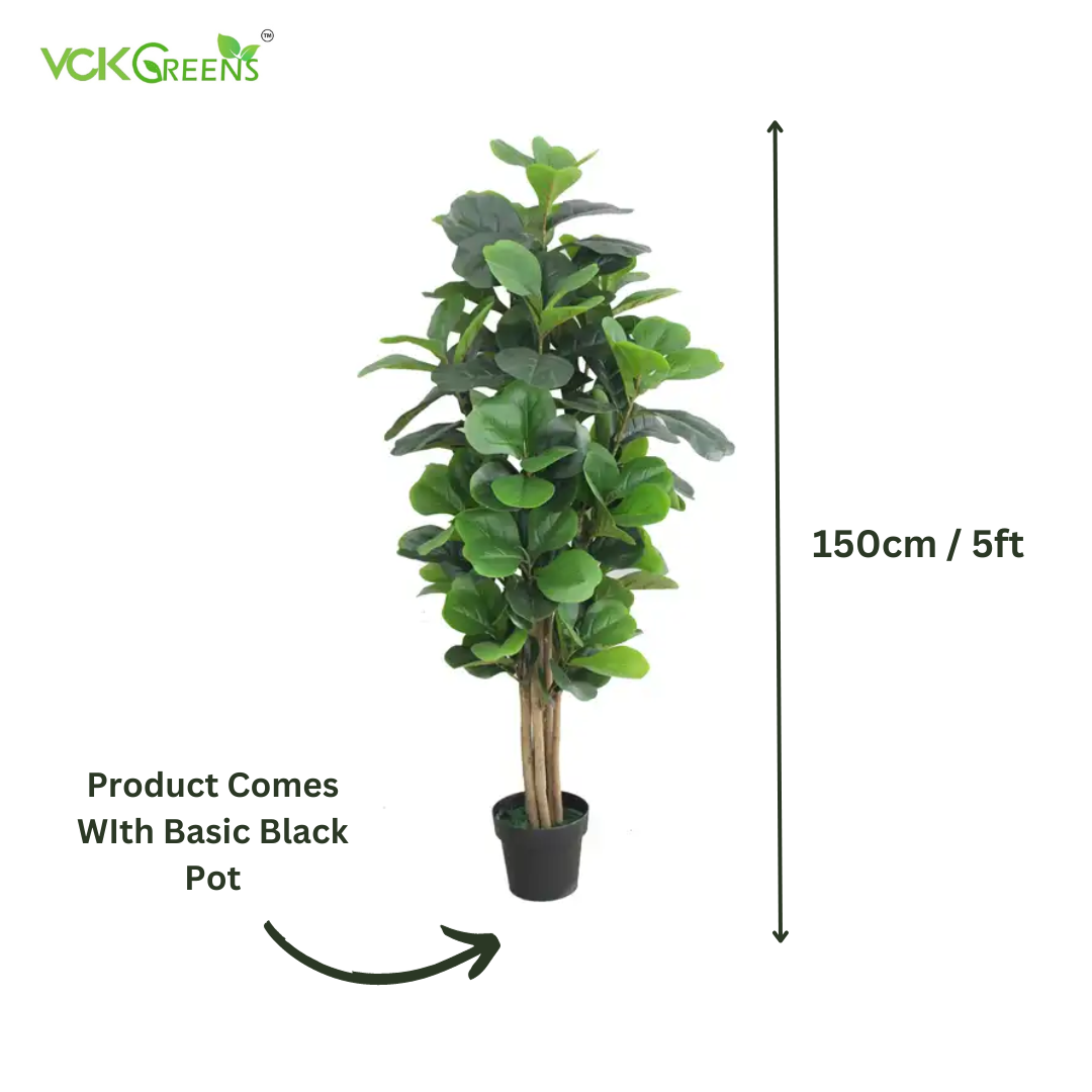 Artificial Fiddle Leaf Fig Tree With Black Pot 5 Feet