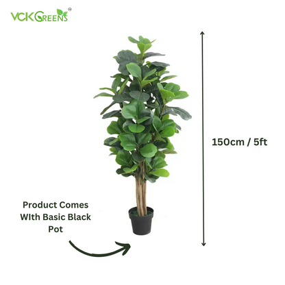 Artificial Fiddle Leaf Fig Tree With Black Pot 5 Feet