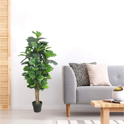 Artificial Fiddle Leaf Fig Tree With Black Pot 5 Feet