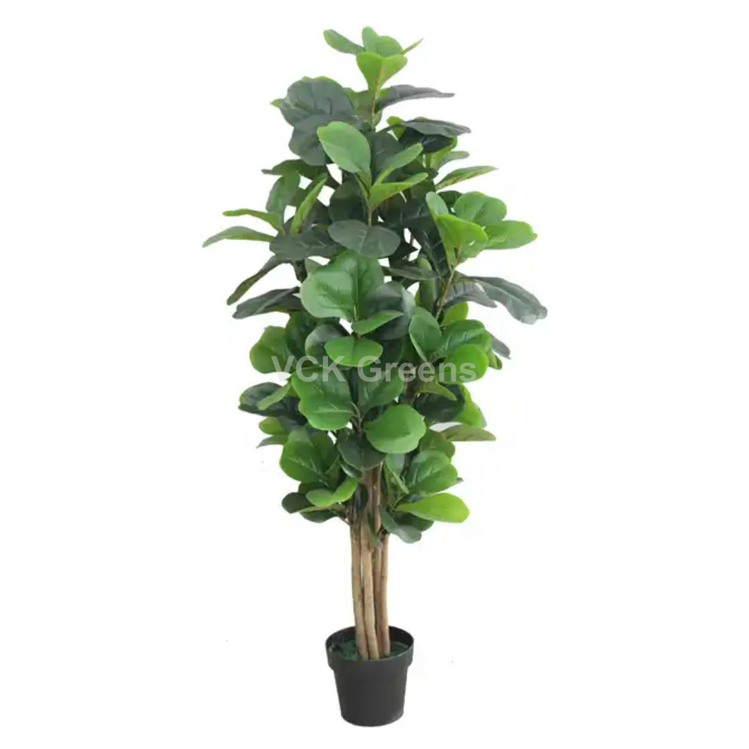 Artificial Fiddle Leaf Fig Tree With Black Pot 5 Feet