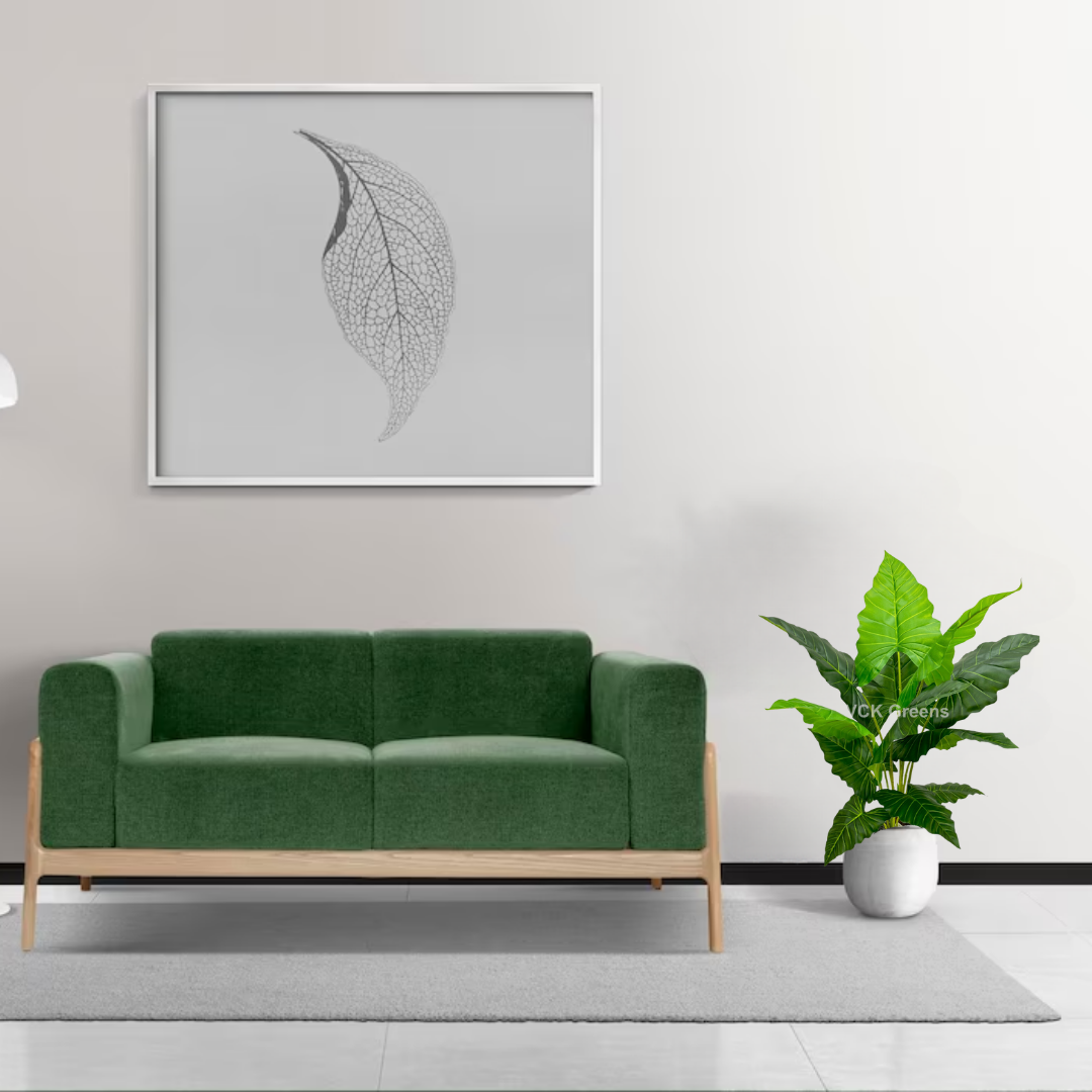 Artificial Green Caladium Leaf Plant 3.5ft With Pot