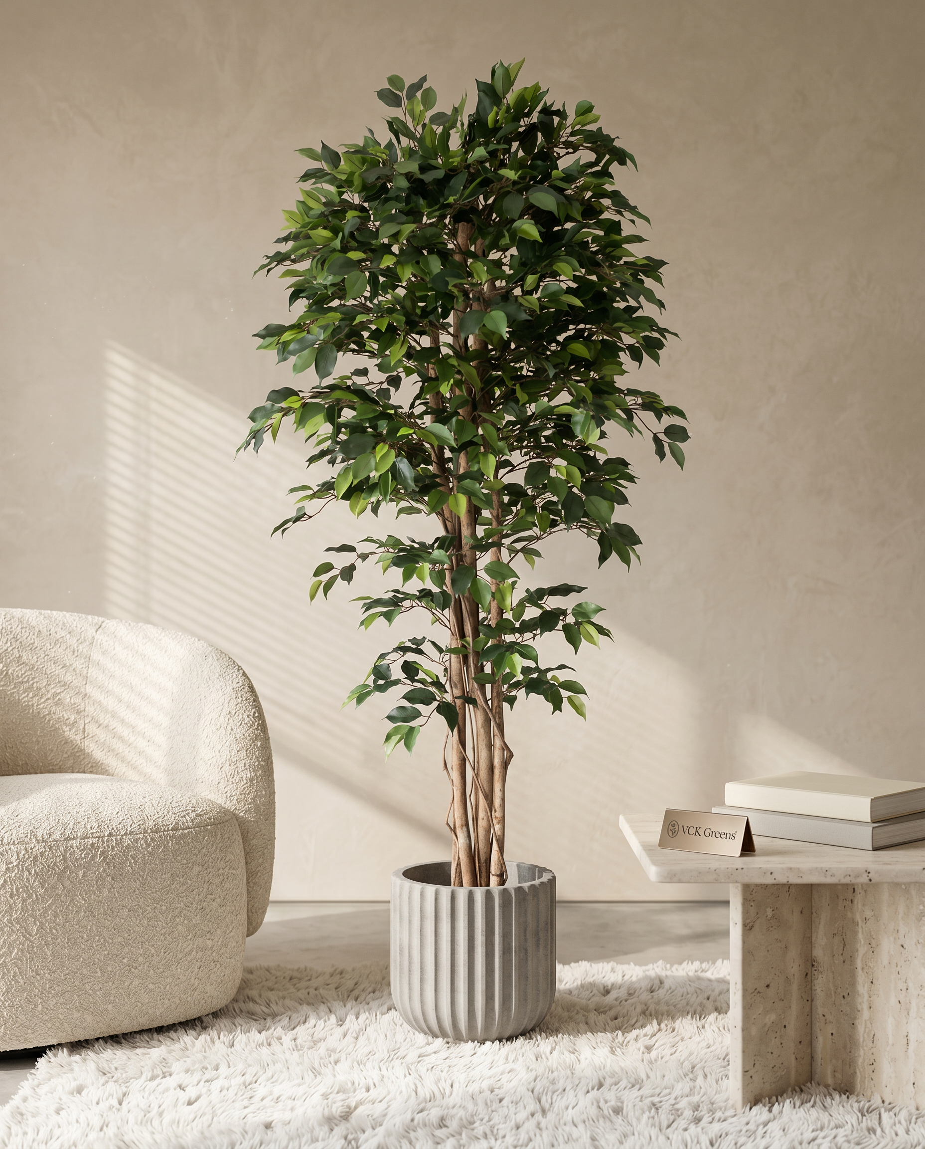 Artificial Ficus Wood Trunk Tree 7ft