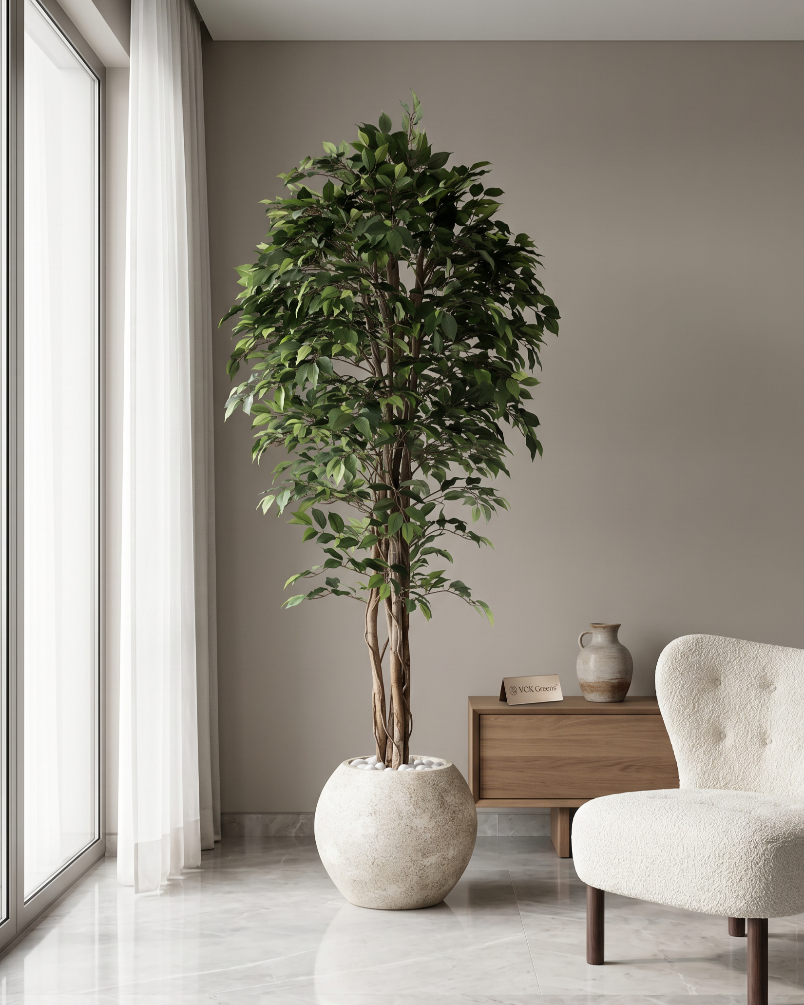 Artificial Ficus Wood Trunk Tree 7ft