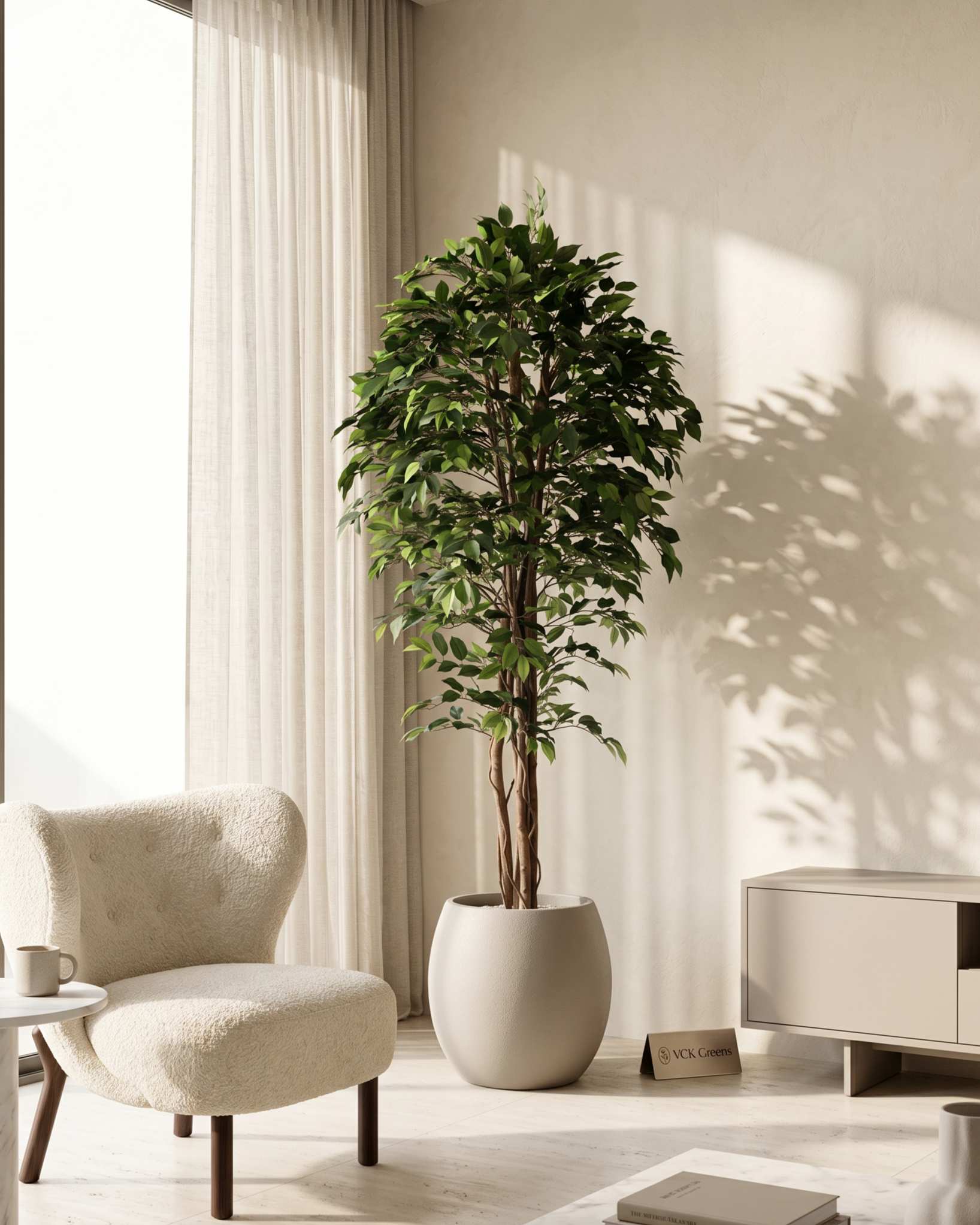 Artificial Ficus Wood Trunk Tree 7ft
