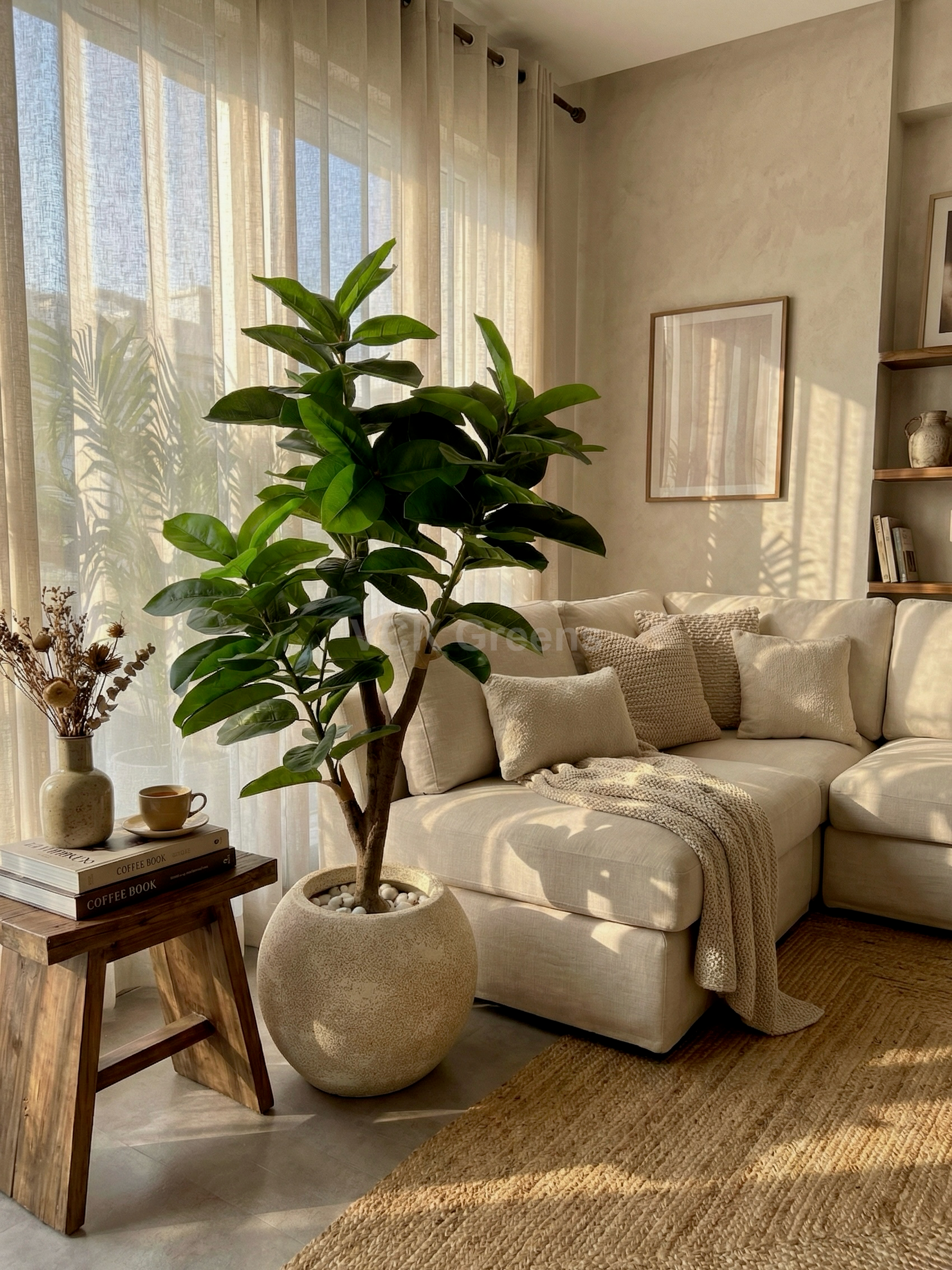 Artificial Green Rubber Plant 5ft