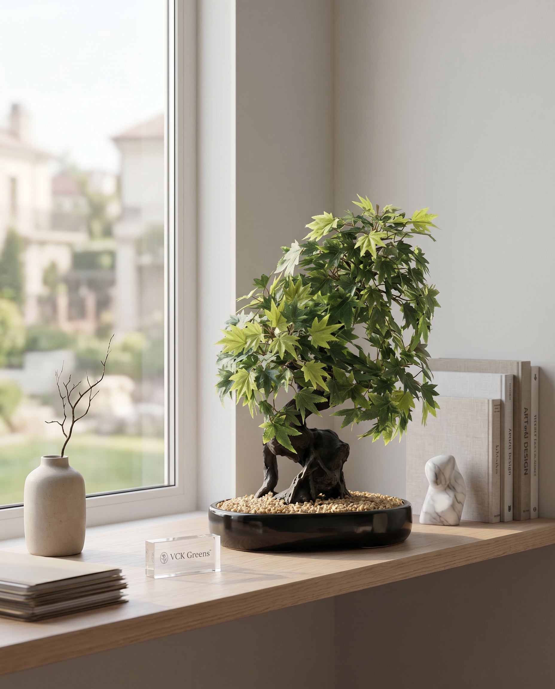 Artificial Green Japanese Maple Bonsai Plant 1.4ft