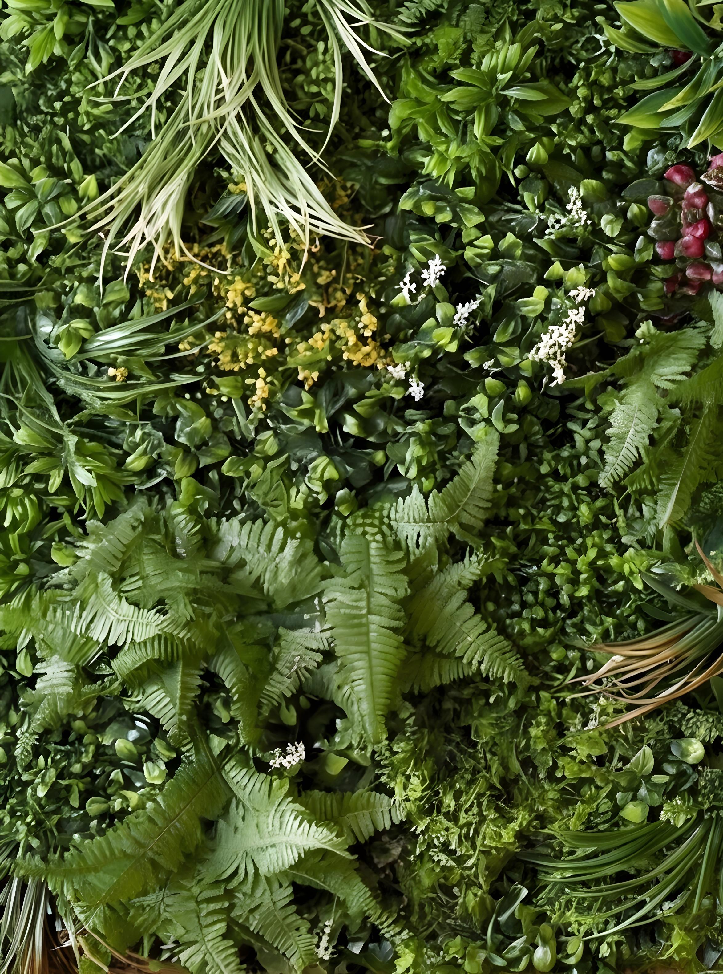 Artificial Jungle Fiesta Green Wall Panel (1mtrX1mtr, 10.76sqft)