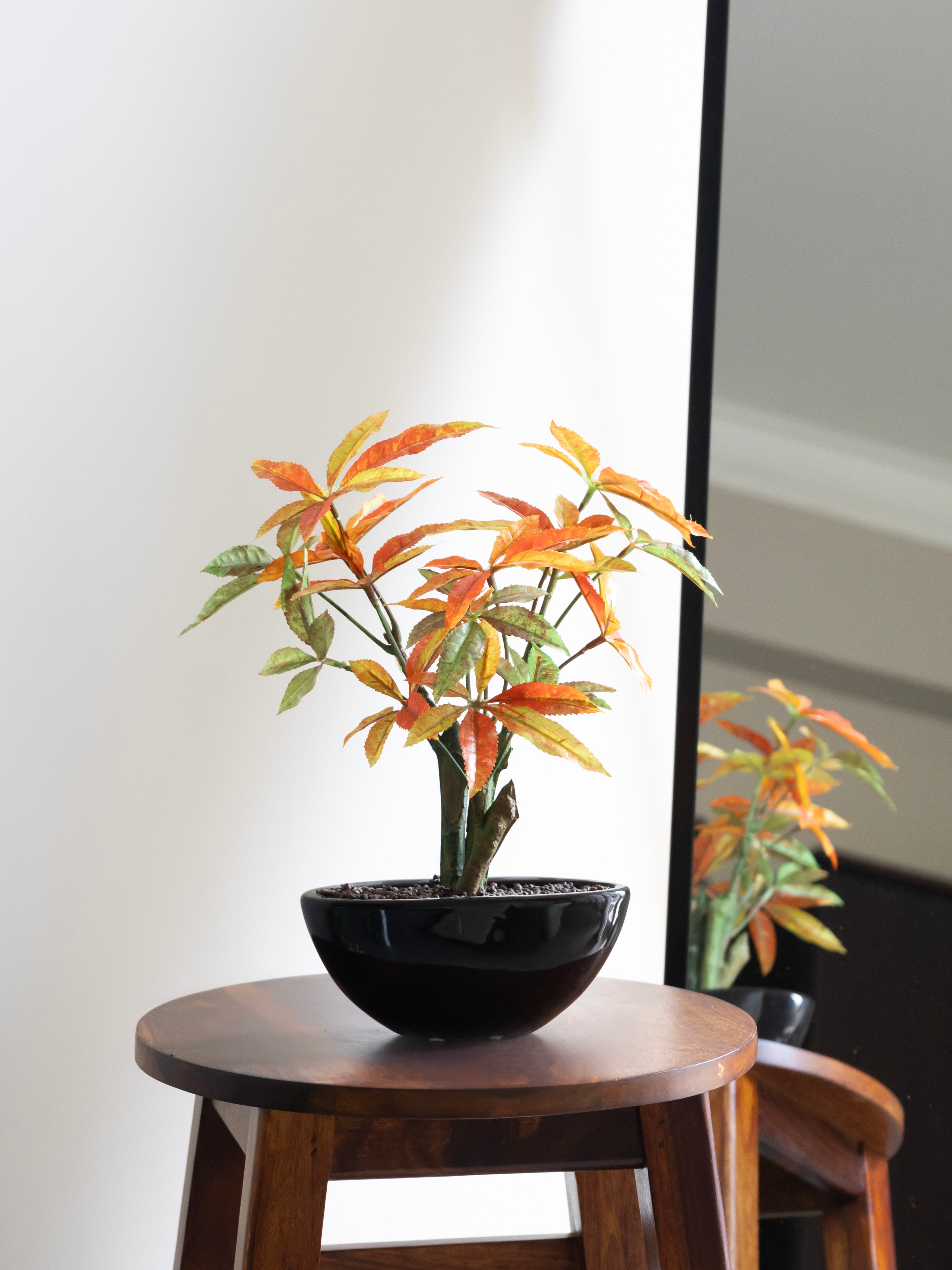 Artificial Orange Japanese maple Leaves Bonsai 1ft