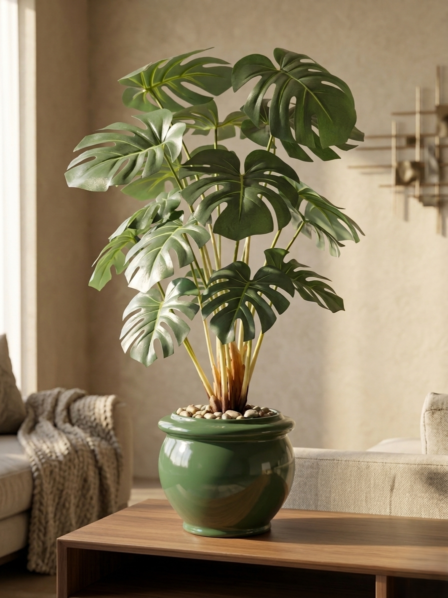 Artificial Monstera Leaf Bonsai 2ft