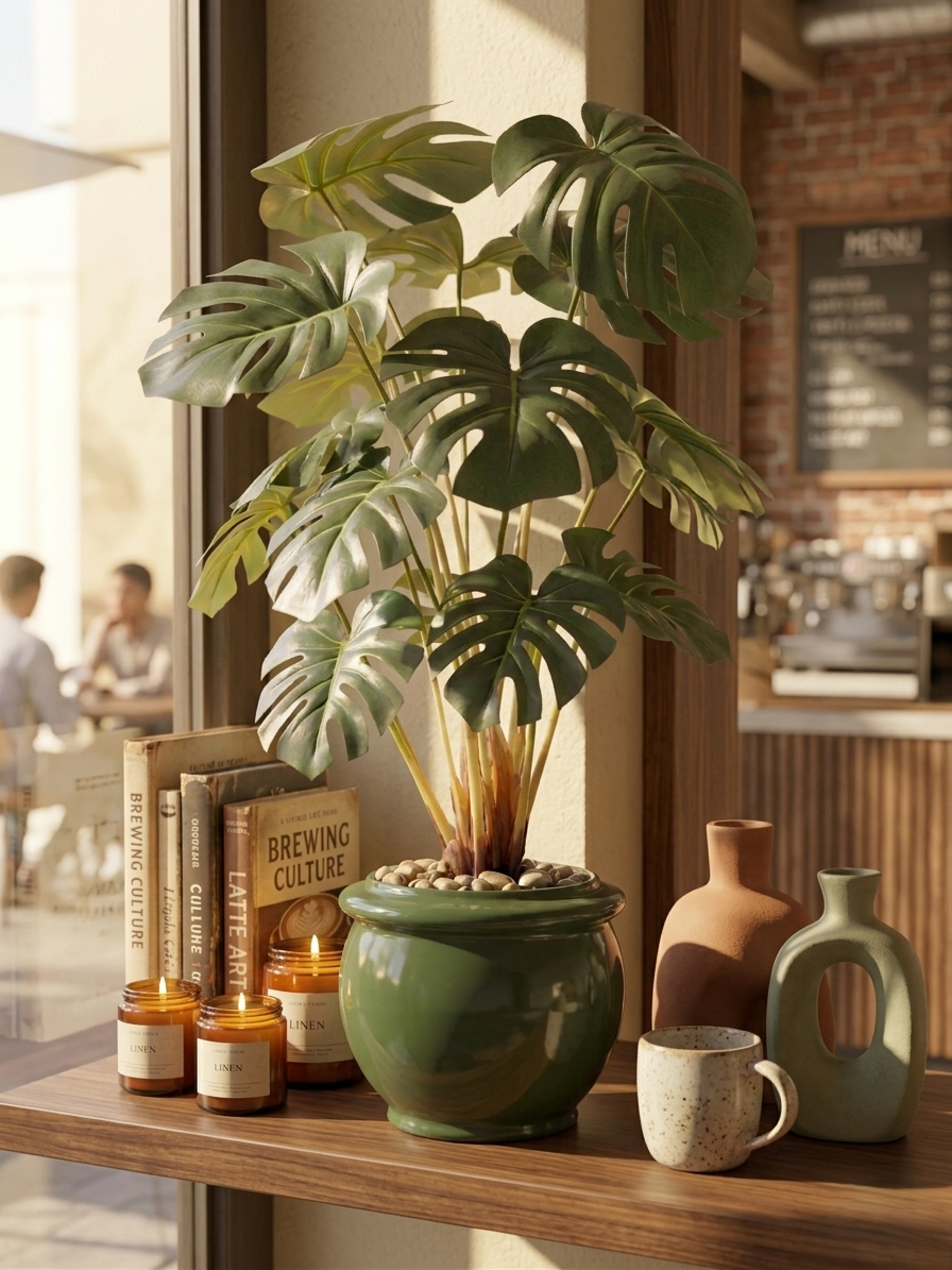 Artificial Monstera Leaf Bonsai 2ft