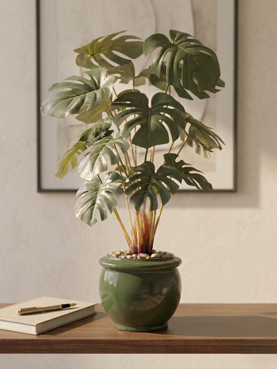 Artificial Monstera Leaf Bonsai 2ft