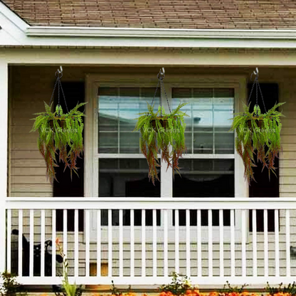 Artificial Fern Leaves Hanging Coco Basket 2.8ft