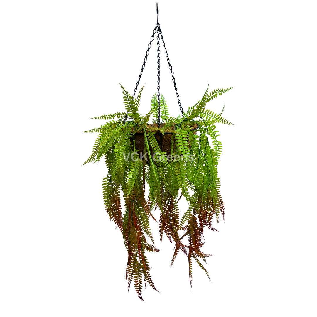 Artificial Fern Leaves Hanging Coco Basket 2.8ft