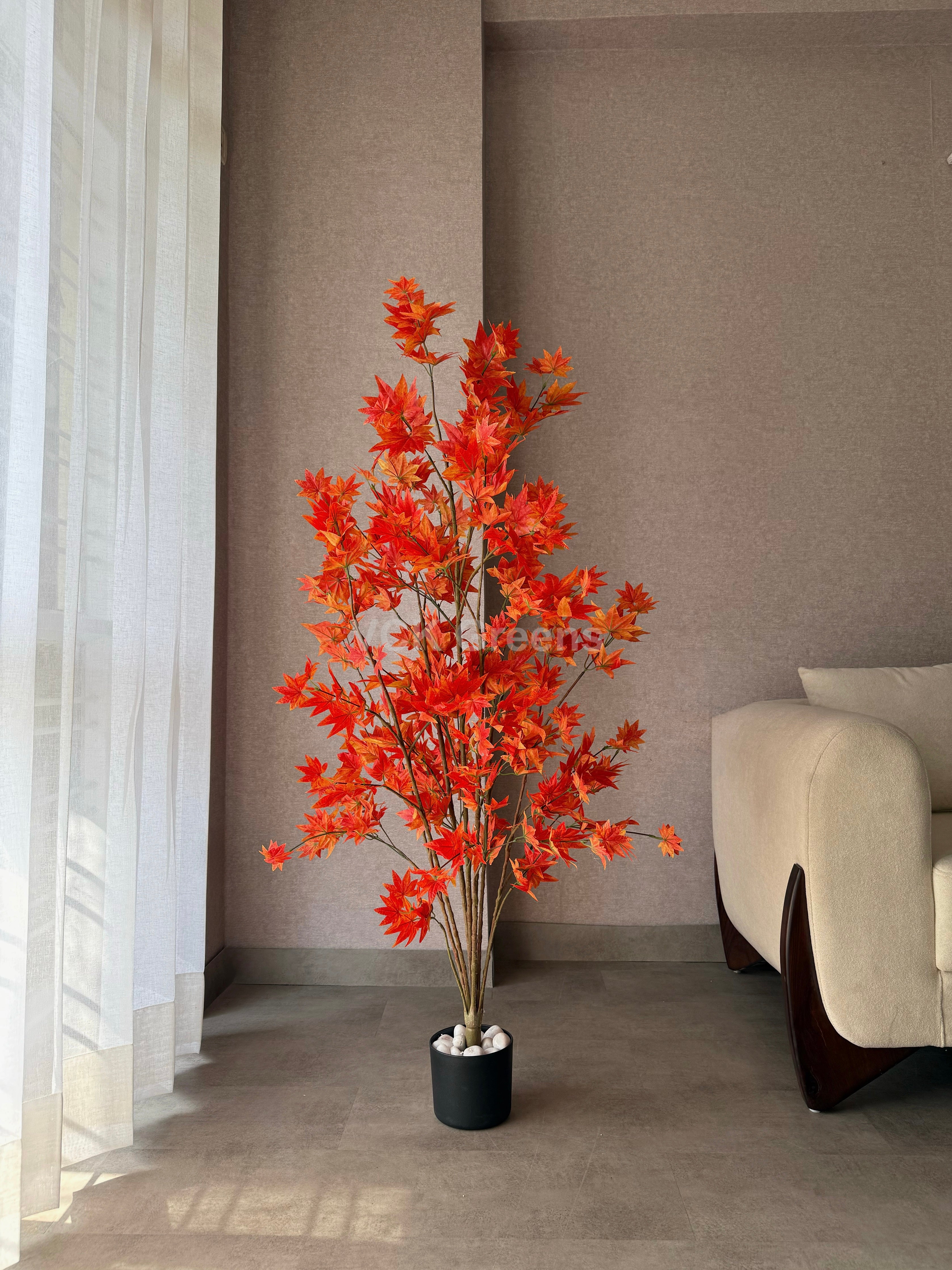 Artificial Orange Maple Leaf Plant 5ft