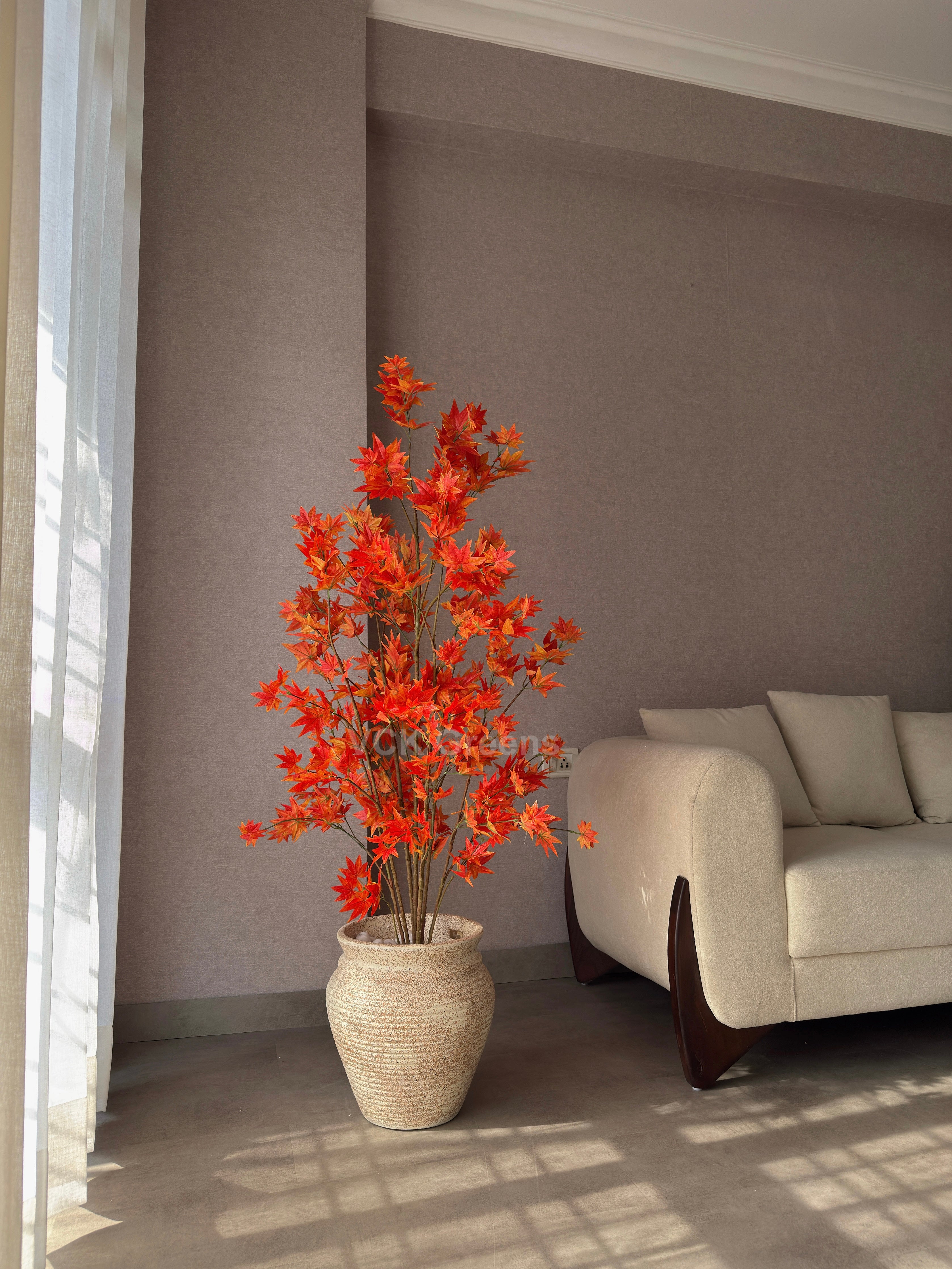 Artificial Orange Maple Leaf Plant 5ft