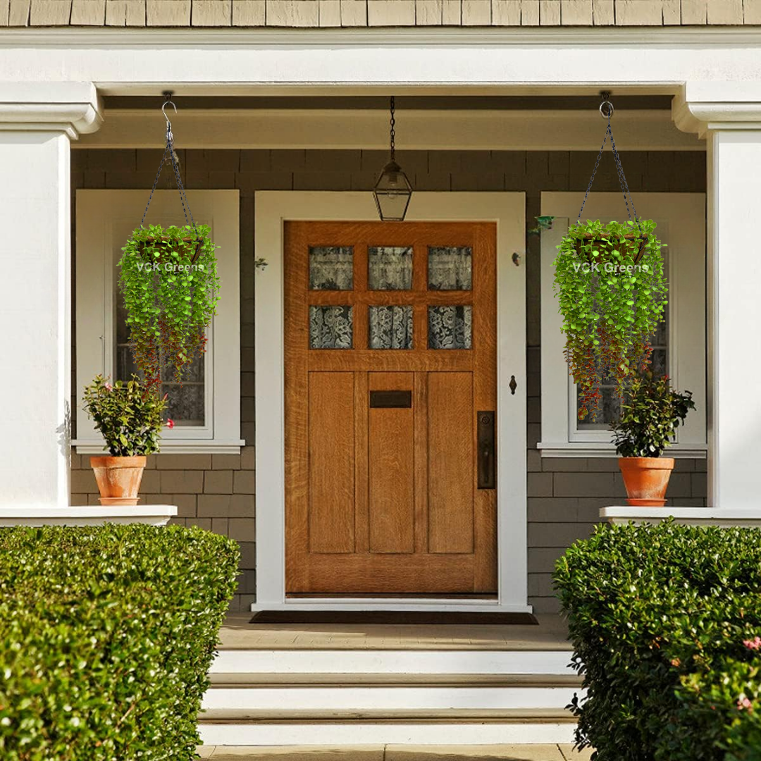 Artificial Oval Leaf Creeper Hanging Coco Basket 3.3ft