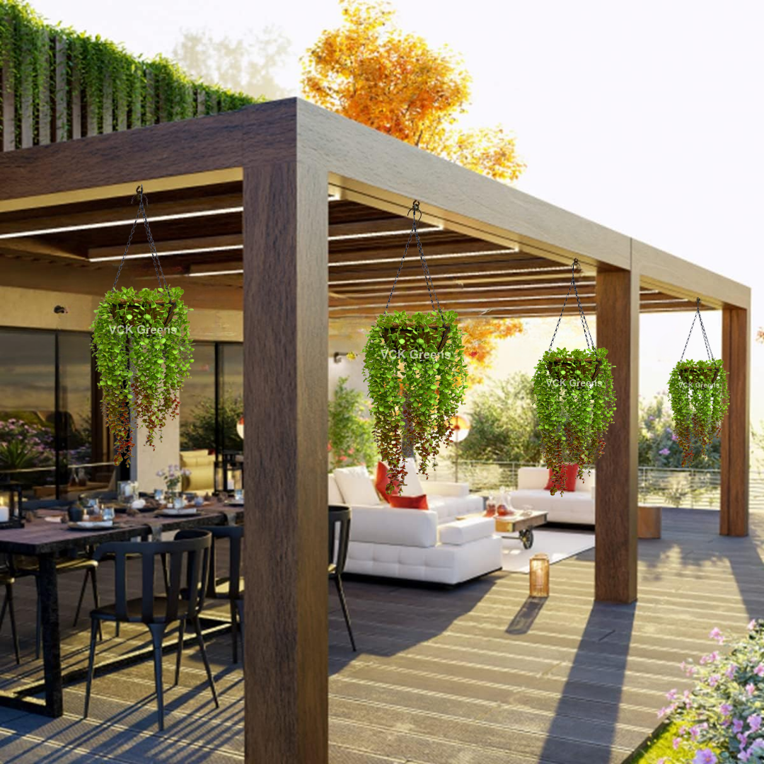 Artificial Oval Leaf Creeper Hanging Coco Basket 3.3ft