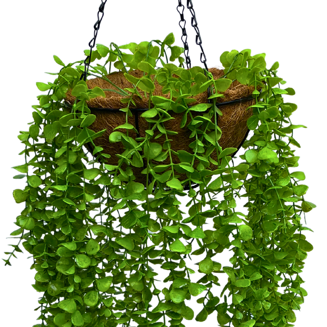 Artificial Oval Leaf Creeper Hanging Coco Basket 3.3ft