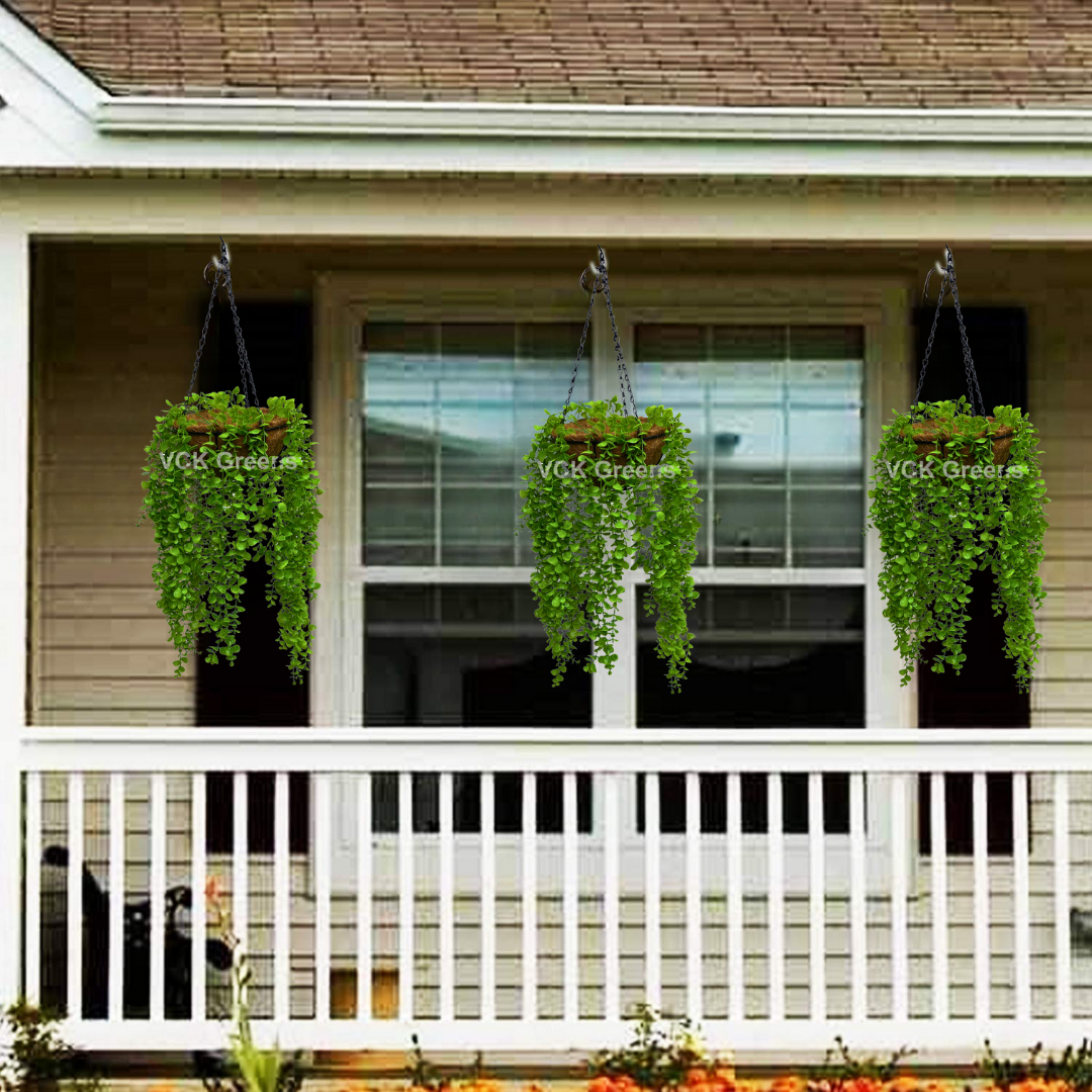 Artificial Oval Leaf Creeper Hanging Coco Basket 3.3ft