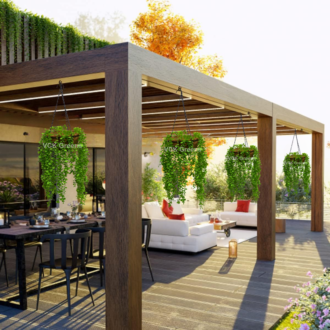 Artificial Oval Leaf Creeper Hanging Coco Basket 3.3ft