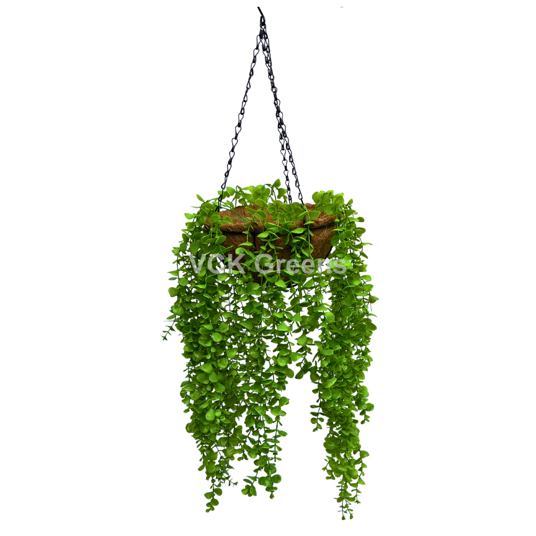 Artificial Oval Leaf Creeper Hanging Coco Basket 3.3ft