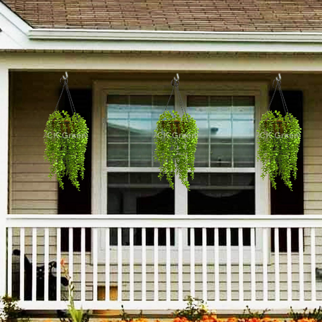 Artificial Oval Leaf Creeper Hanging Coco Basket 3.3ft