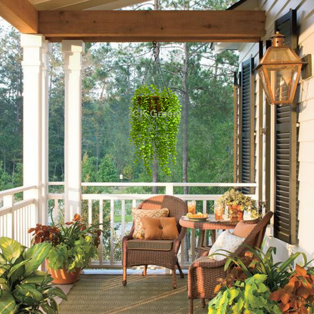 Artificial Oval Leaf Creeper Hanging Coco Basket 3.3ft