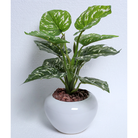 Artificial Plant Leaf Table Top With Ceramic Vase 1ft