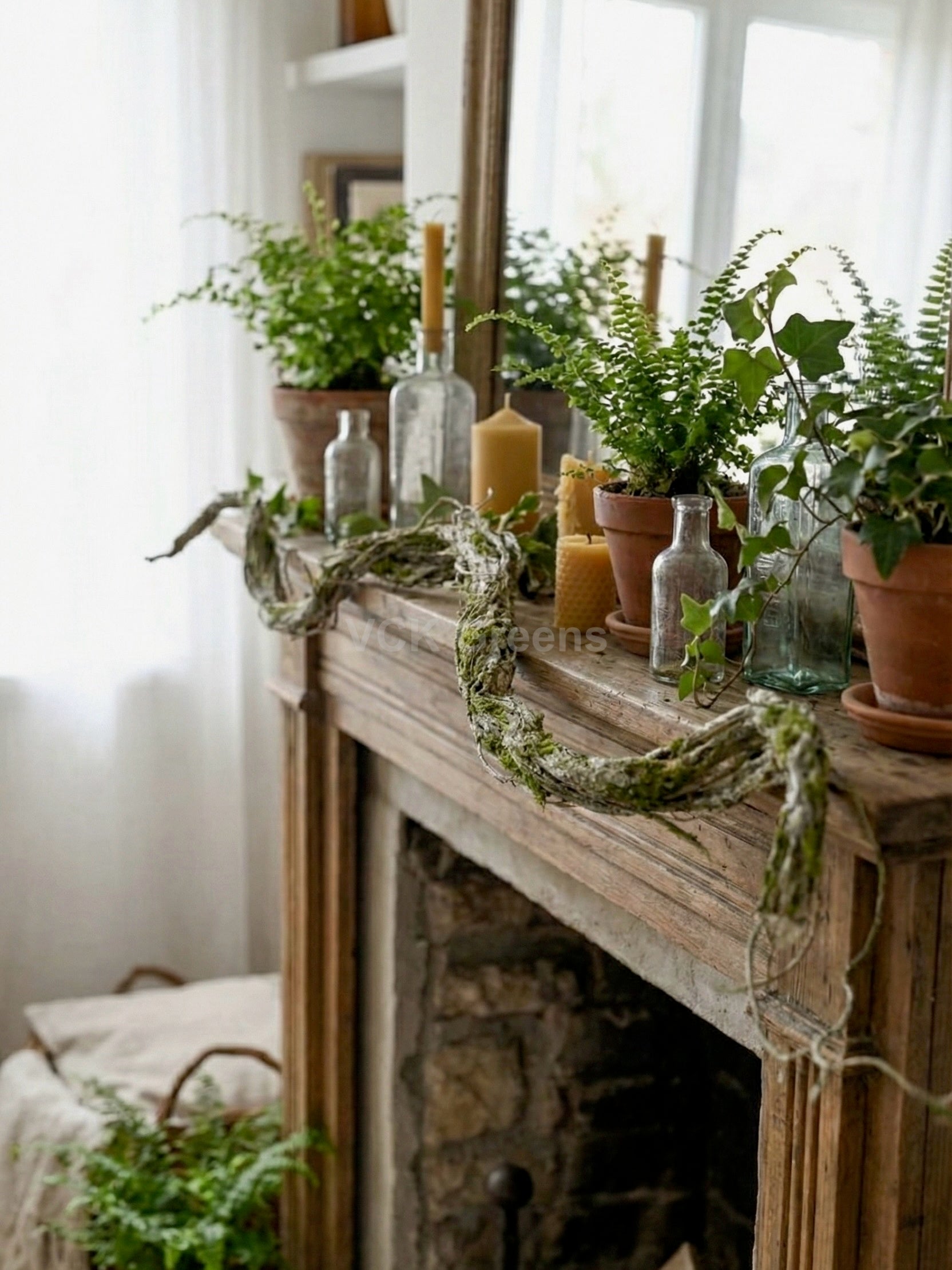 Artificial Frosted Moss Twist Rope 5.5ft