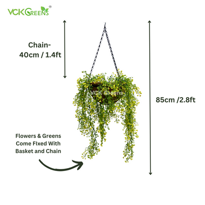 Artificial String Leaf Hanging Coco Basket 2.8ft