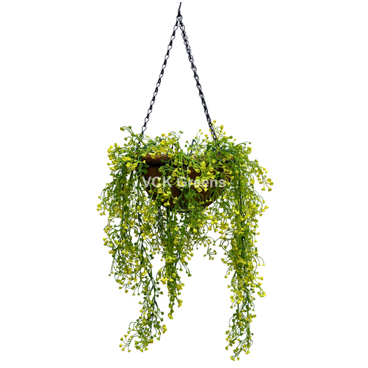 Artificial String Leaf Hanging Coco Basket 2.8ft
