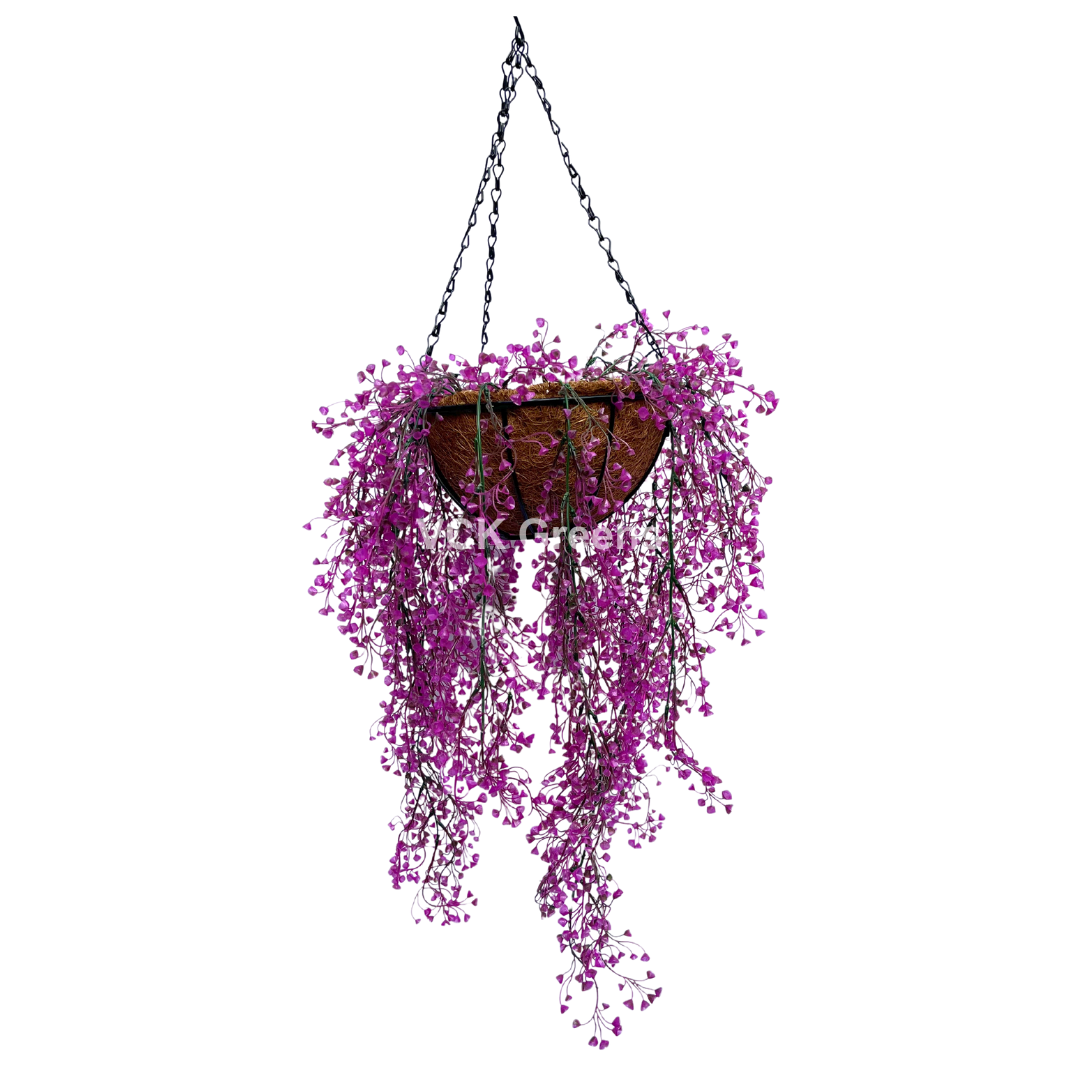 Artificial String Leaf Hanging Coco Basket 2.8ft