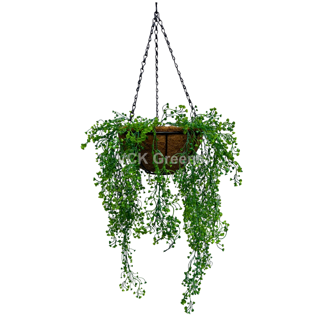 Artificial String Leaf Hanging Coco Basket 2.8ft