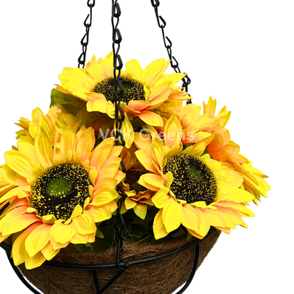 Artificial Sunflower Hanging Basket 50cm/1.7ft With Chain