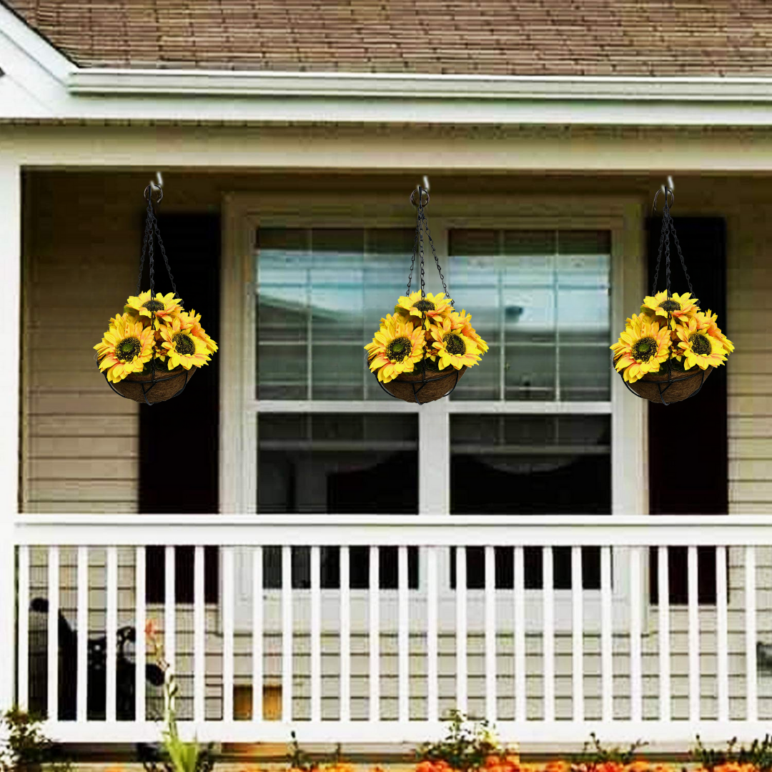 Artificial Sunflower Hanging Basket 50cm/1.7ft With Chain