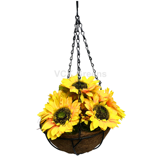 Artificial Sunflower Hanging Basket 50cm/1.7ft With Chain