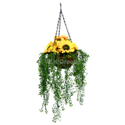 Artificial Sunflower Hanging Basket With Creepers 85cm/2.8ft With Chain