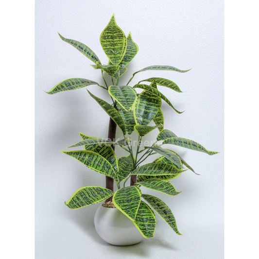 Artificial Plant Leaf Table Top With Ceramic Vase 1.7ft