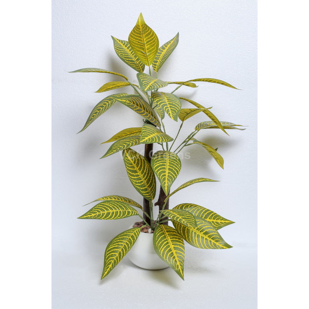 Artificial Plant Leaf Table Top With Ceramic Vase 1.7ft