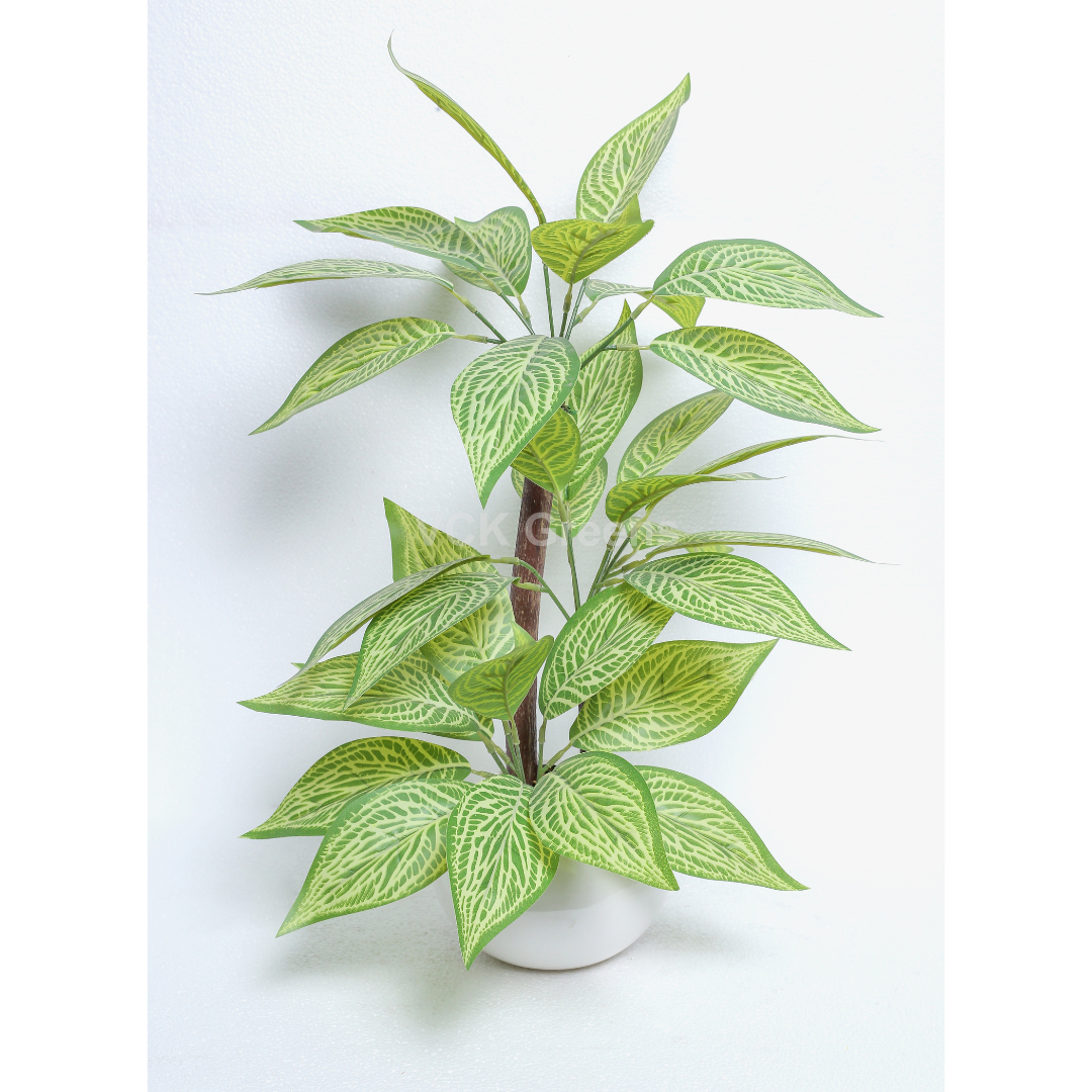 Artificial Plant Leaf Table Top With Ceramic Vase 1.7ft