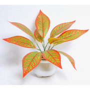 Artificial Plant Leaf Table Top With Ceramic Vase 1ft