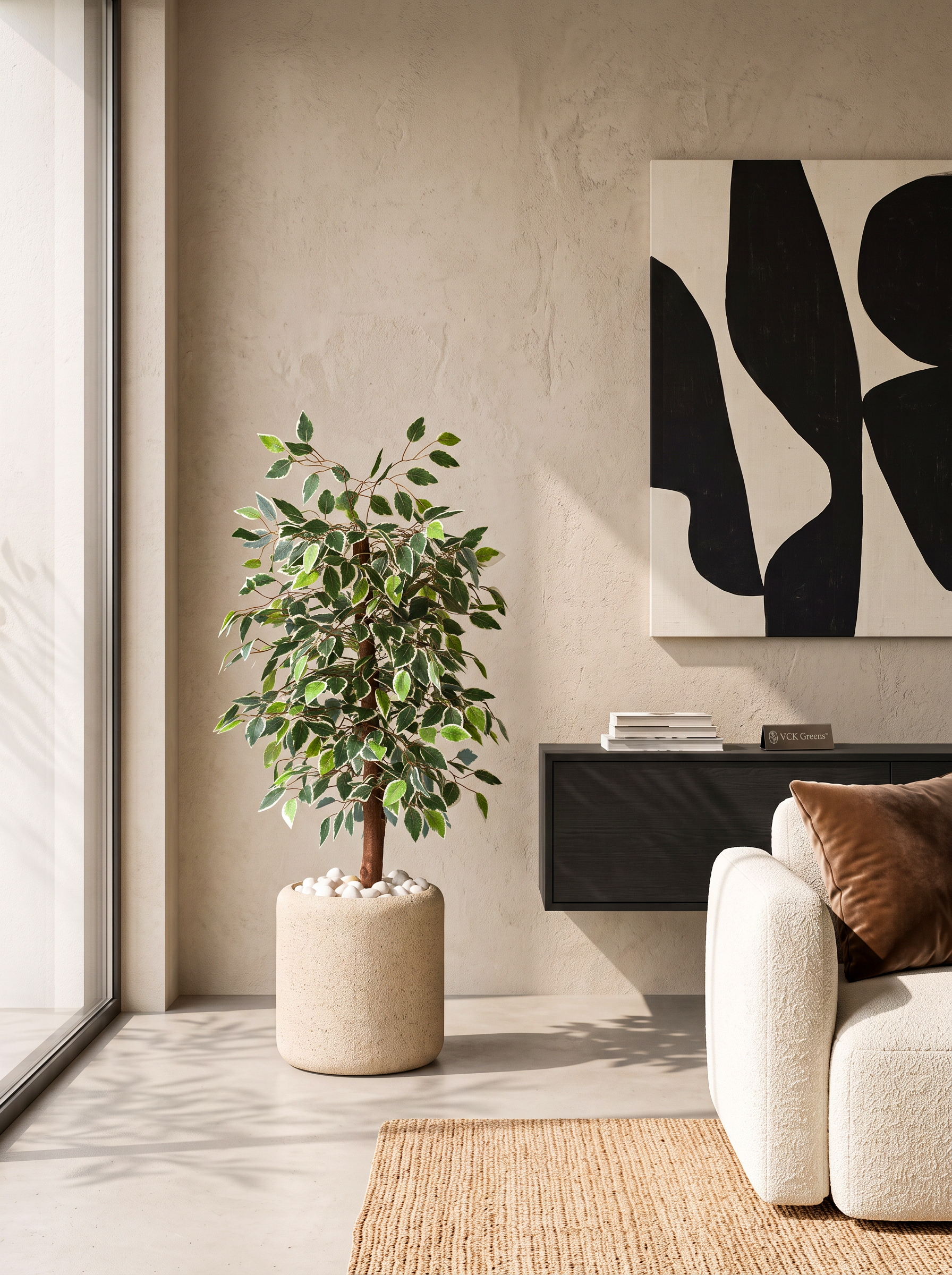 Artificial Variegated Ficus Tree 3ft