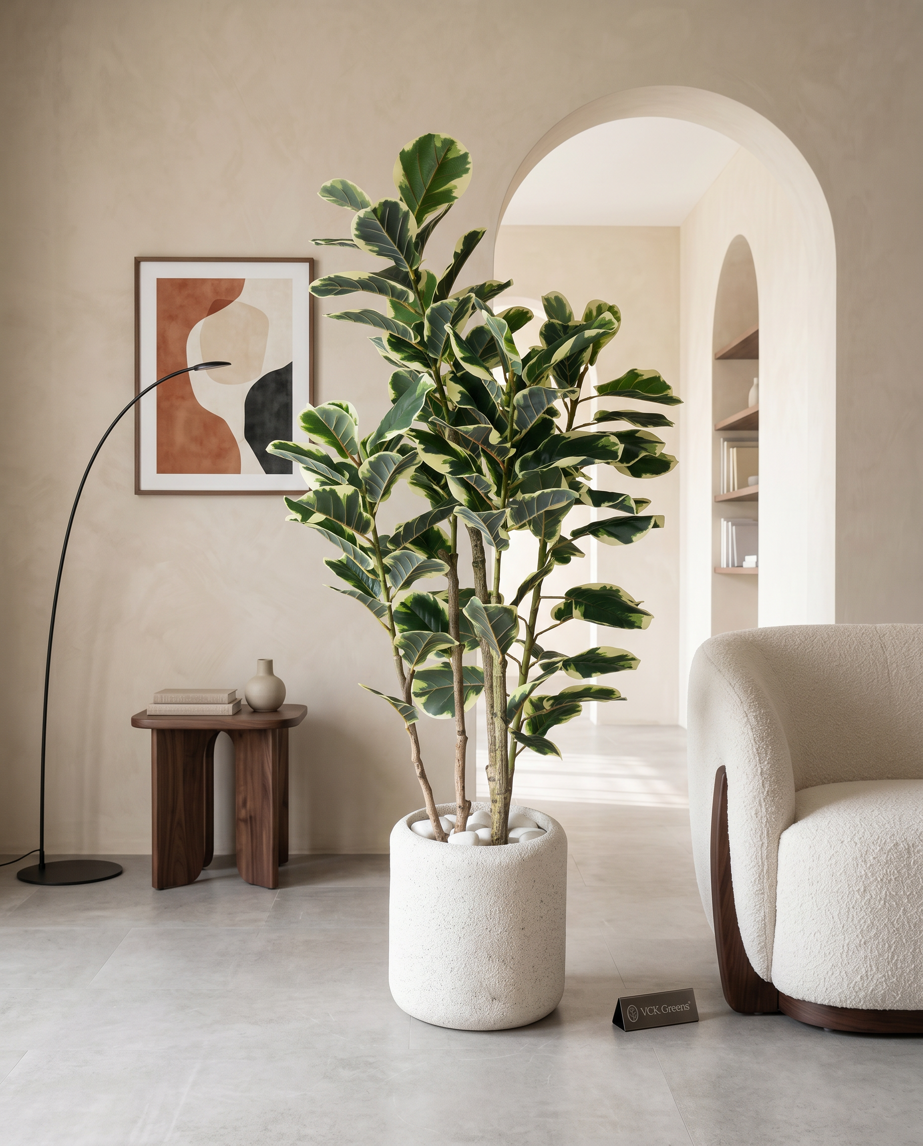 Artificial Variegated Rubber Plant 4.10ft