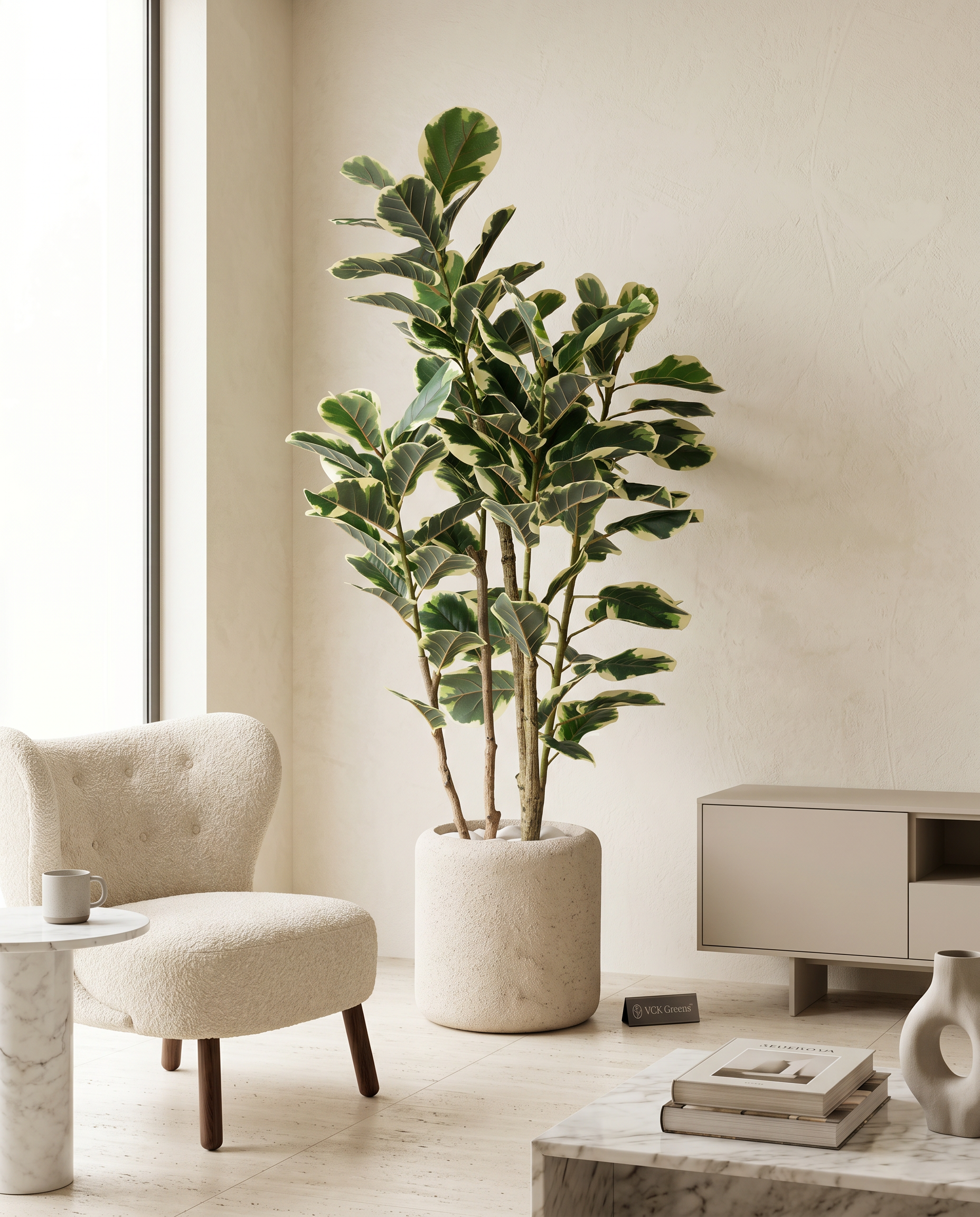 Artificial Variegated Rubber Plant 4.10ft