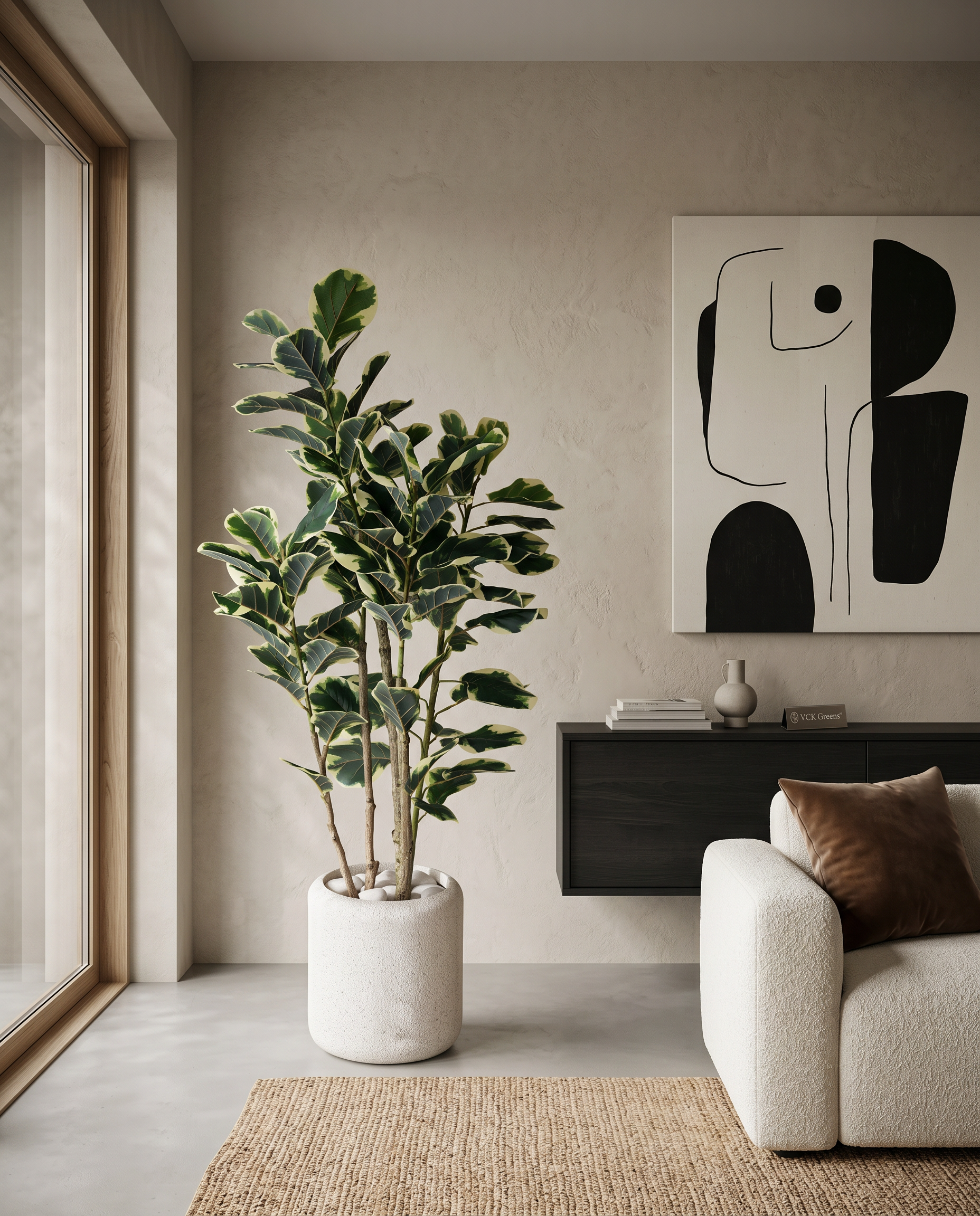 Artificial Variegated Rubber Plant 4.10ft