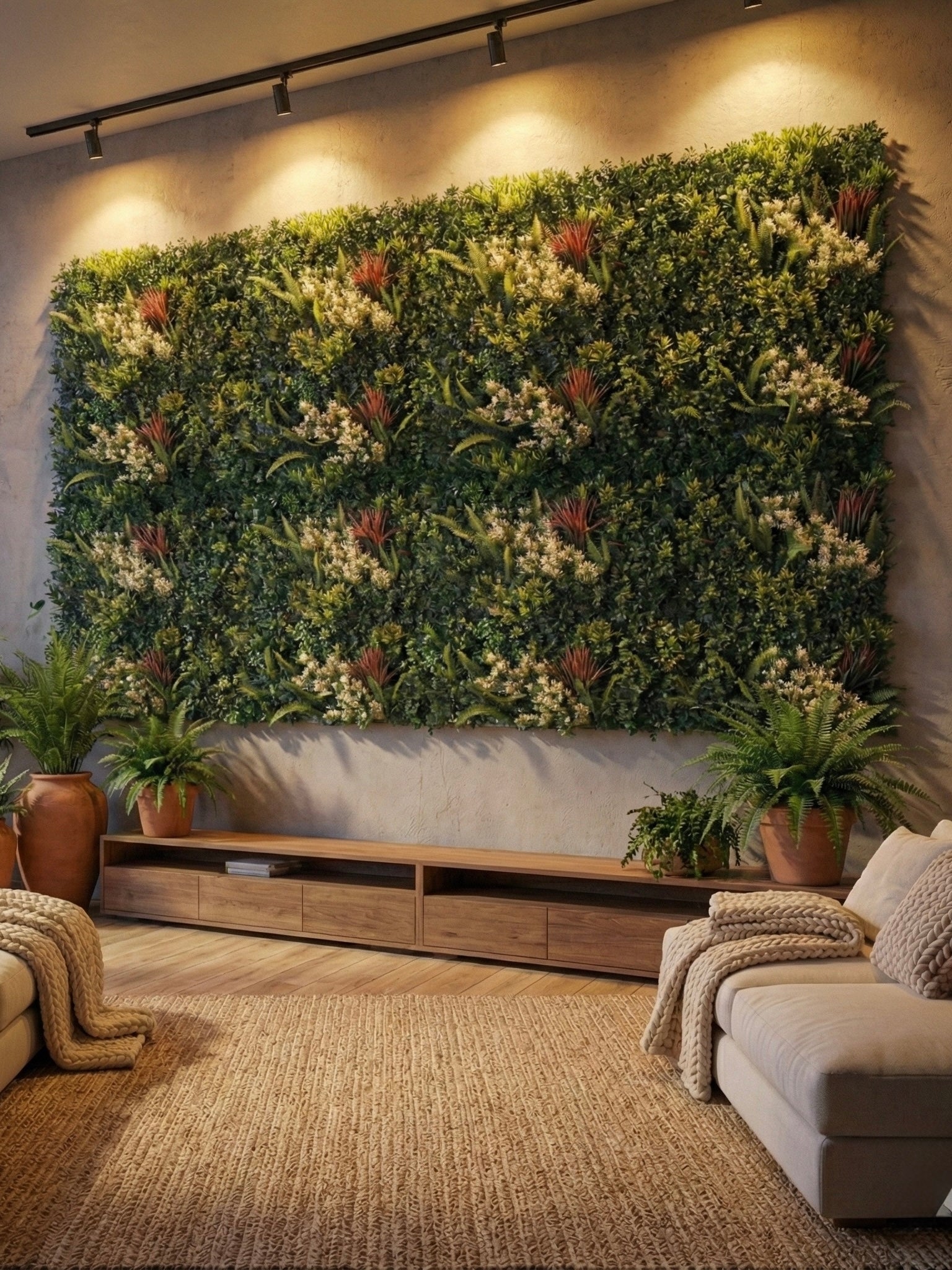 Artificial Lush Green Vertical Garden Panel (1mtrX1mtr, 10.76sqft)