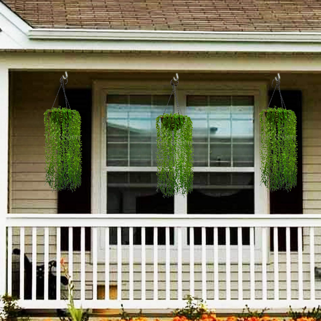 Artificial Willow Leaf Creepers Hanging Coco Basket 3.8ft