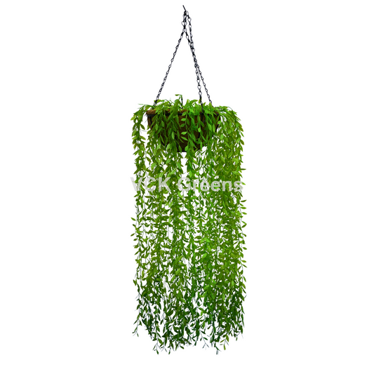 artificial hanging baskets with creepers, flowers